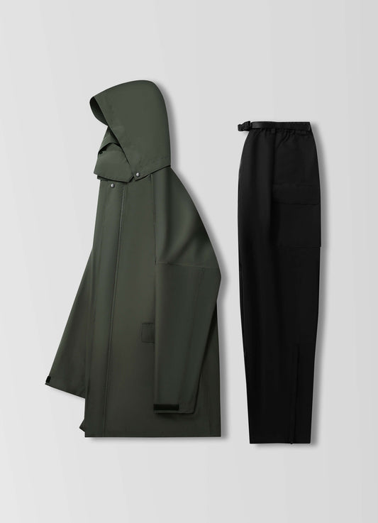 Morph UNISEX RAIN SUIT 極輕防水風衣＆褲 套組 - 軍綠